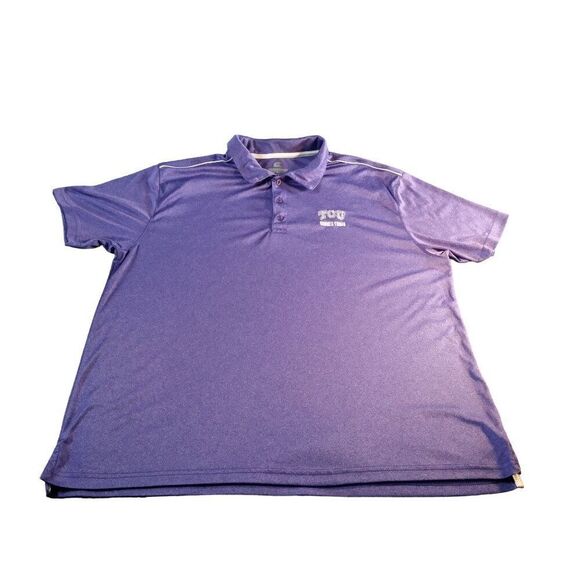 TCU Horned Frogs Polo Men Sz‎ XXL Colosseum Purple Embroidered Sportswear - Picture 1 of 6